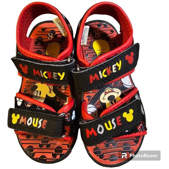 Disney Mickey Mouse Double Strap Unisex Sandals Size 8 Toddler - Picture 4 of 9